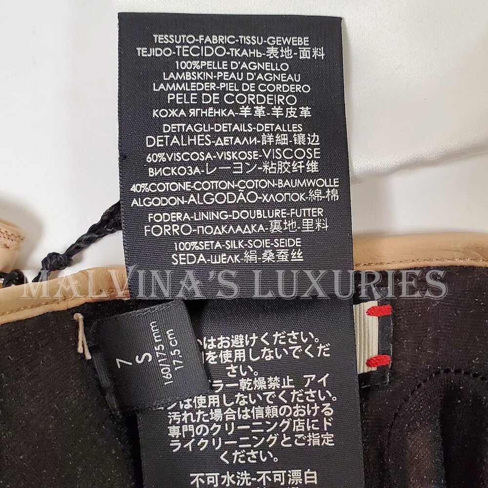 GUCCI GLOVES 477970 BEIGE LEATHER HEART CUT-OUT CAT FELINE HEAD - Picture 12 of 12